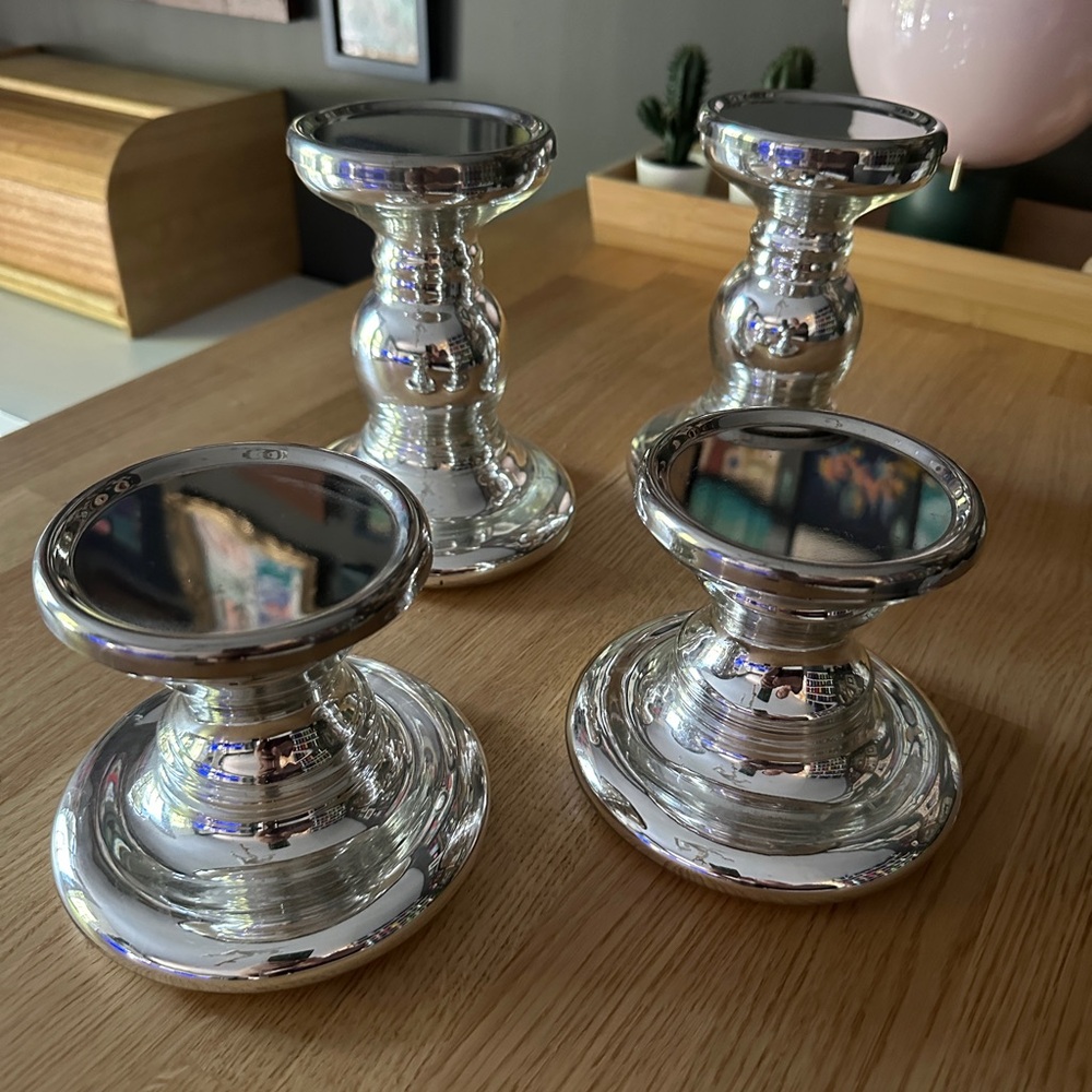 Elegant Silver Glass Candle Holders Set - IKEA